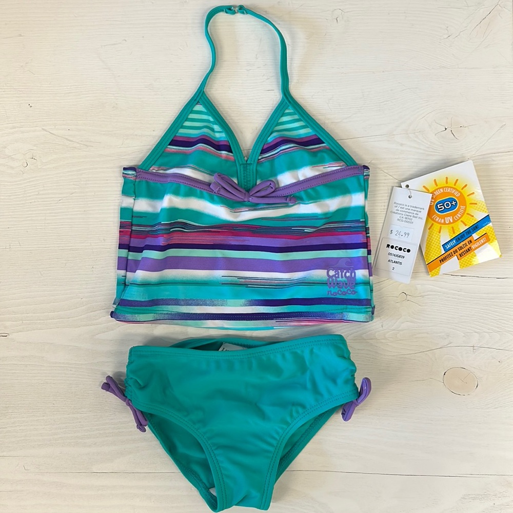 NWT Rococo Stripe Blue/Purple Triangle Bikini